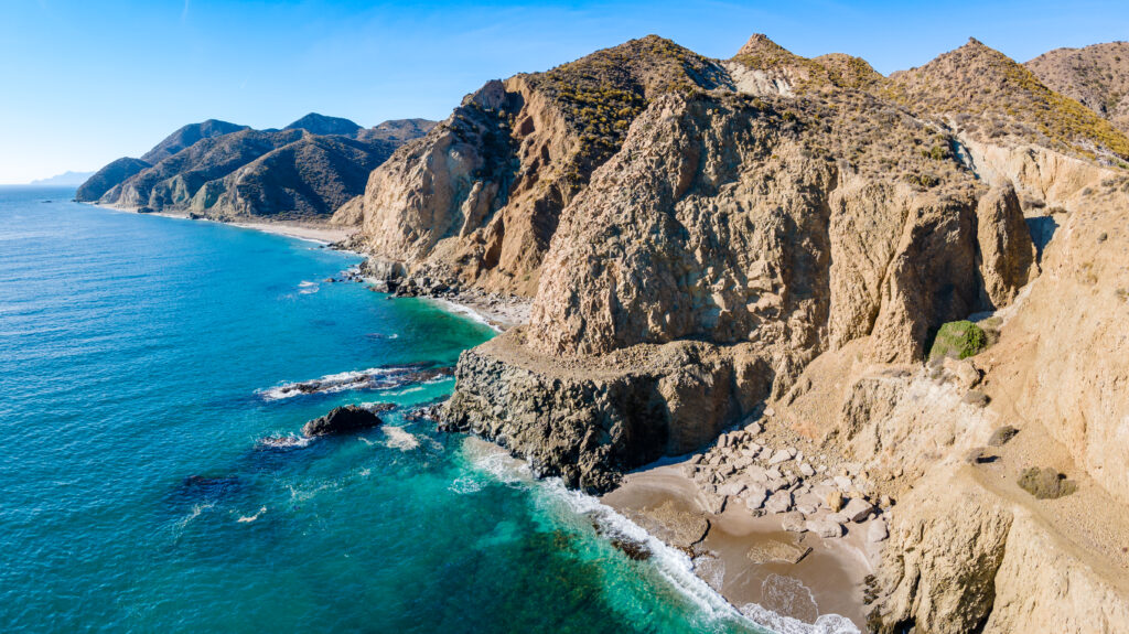 Aerial view of coast coast, Almeria province, Spain